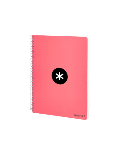 CI | Cuaderno espiral liderpapel a4 antartik tapa dura 80h 100 gr cuadro 5mm color coral