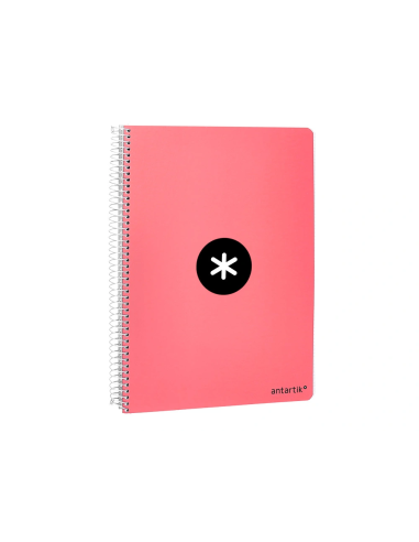 CI | Cuaderno espiral liderpapel a4 antartik tapa dura 80h 100 gr cuadro 5mm color coral