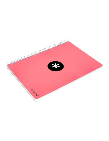CI | Cuaderno espiral liderpapel a4 antartik tapa dura 80h 100 gr cuadro 5mm color coral