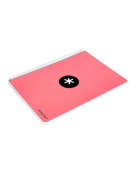 CI | Cuaderno espiral liderpapel a4 antartik tapa dura 80h 100 gr cuadro 5mm color coral