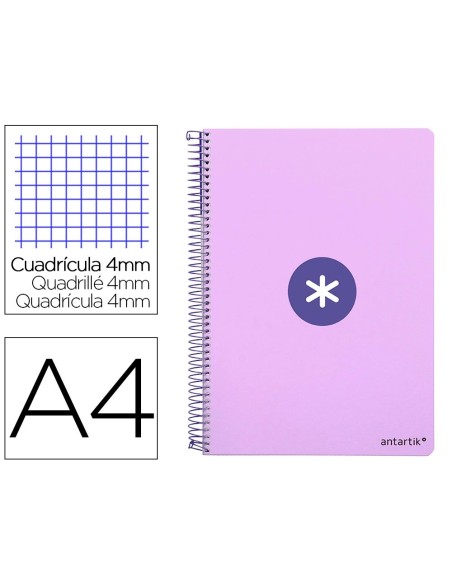 CI | Cuaderno Espiral Liderpapel A4 Antartik Tapa Dura 80H 100Gr Cuadro 4Mm Con Margen Color Lavanda