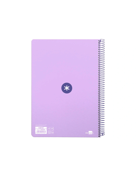 CI | Cuaderno Espiral Liderpapel A4 Antartik Tapa Dura 80H 100Gr Cuadro 4Mm Con Margen Color Lavanda