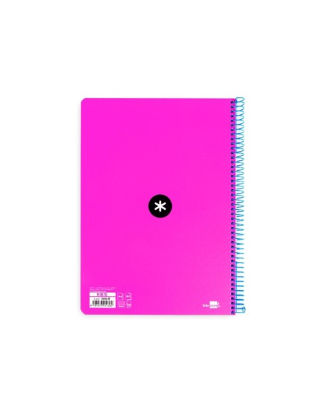 CI | Cuaderno Espiral Liderpapel A4 Antartik Tapa Dura 80H 100Gr Cuadro 4Mm Con Margen Color Rosa Fluor