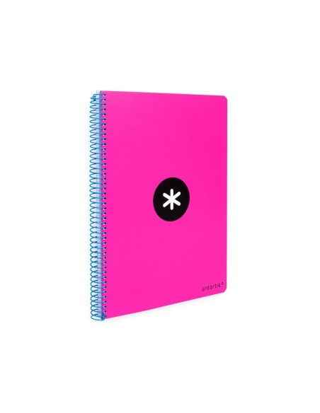 CI | Cuaderno Espiral Liderpapel A4 Antartik Tapa Dura 80H 100Gr Cuadro 4Mm Con Margen Color Rosa Fluor