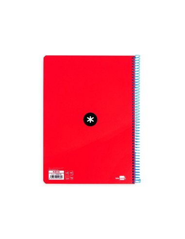 CI | Cuaderno Espiral Liderpapel A4 Antartik Tapa Dura 80H 100Gr Cuadro 4Mm Con Margen Color Rojo