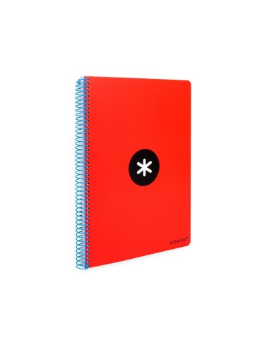 CI | Cuaderno Espiral Liderpapel A4 Antartik Tapa Dura 80H 100Gr Cuadro 4Mm Con Margen Color Rojo