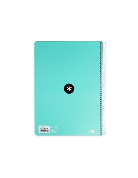 CI | Cuaderno Espiral Liderpapel A4 Antartik Tapa Dura 80H 100Gr Cuadro 4Mm Con Margen Color Menta