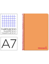 CI | Cuaderno espiral liderpapel a7 micro wonder tapa plastico 100h 90 gr cuadro 5mm 4 bandas color naranja