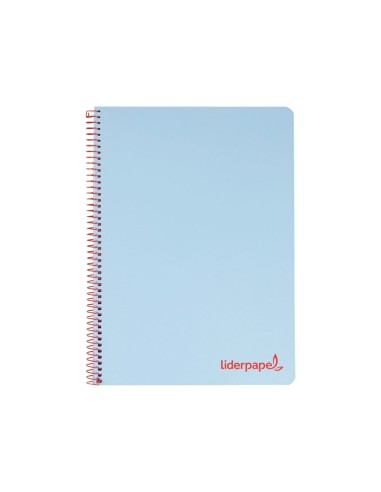 CI | Cuaderno espiral liderpapel a6 micro wonder tapa plastico 120h 90 gr cuadro 5mm 4 bandas color celeste