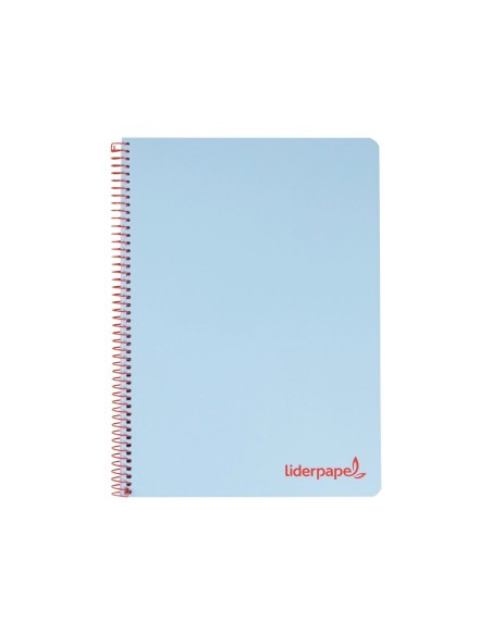 CI | Cuaderno espiral liderpapel a6 micro wonder tapa plastico 120h 90 gr cuadro 5mm 4 bandas color celeste