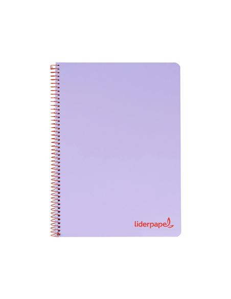 CI | Cuaderno espiral liderpapel a5 micro wonder tapa plastico 120h 90g cuadro 5mm 5 bandas 6 taladros color violeta
