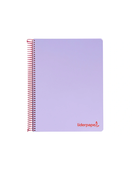 CI | Cuaderno espiral liderpapel a5 micro wonder tapa plastico 120h 90g cuadro 5mm 5 bandas 6 taladros color violeta