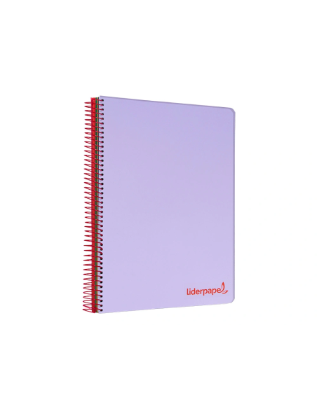CI | Cuaderno espiral liderpapel a5 micro wonder tapa plastico 120h 90g cuadro 5mm 5 bandas 6 taladros color violeta