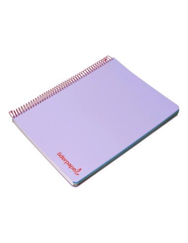 CI | Cuaderno espiral liderpapel a5 micro wonder tapa plastico 120h 90g cuadro 5mm 5 bandas 6 taladros color violeta