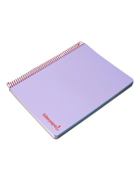 CI | Cuaderno espiral liderpapel a5 micro wonder tapa plastico 120h 90g cuadro 5mm 5 bandas 6 taladros color violeta