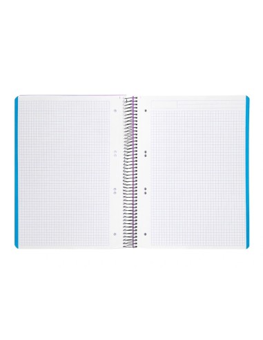 CI | Cuaderno espiral liderpapel a5 micro wonder tapa plastico 120h 90g cuadro 5mm 5 bandas 6 taladros color violeta