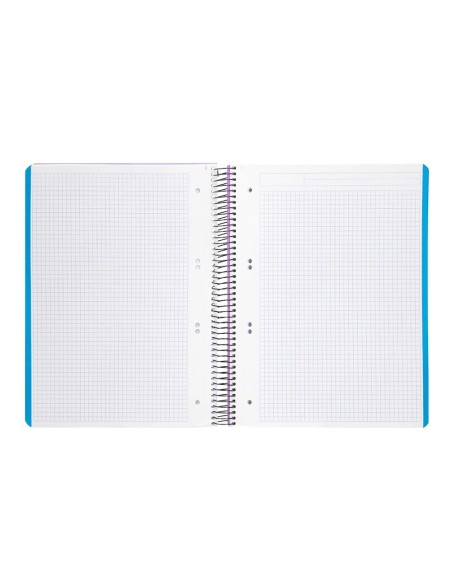 CI | Cuaderno espiral liderpapel a5 micro wonder tapa plastico 120h 90g cuadro 5mm 5 bandas 6 taladros color violeta
