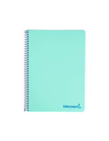 CI | Cuaderno espiral liderpapel a5 micro wonder tapa plastico 120h 90g cuadro 5mm 5 bandas 6 taladros color verde