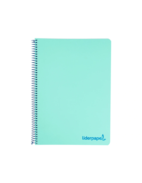 CI | Cuaderno espiral liderpapel a5 micro wonder tapa plastico 120h 90g cuadro 5mm 5 bandas 6 taladros color verde
