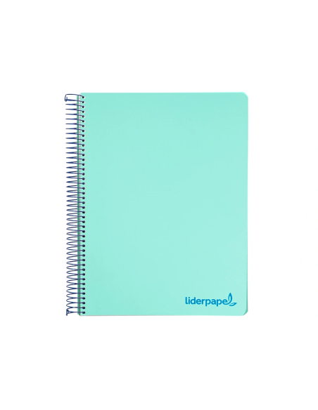 CI | Cuaderno espiral liderpapel a5 micro wonder tapa plastico 120h 90g cuadro 5mm 5 bandas 6 taladros color verde