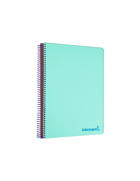 CI | Cuaderno espiral liderpapel a5 micro wonder tapa plastico 120h 90g cuadro 5mm 5 bandas 6 taladros color verde