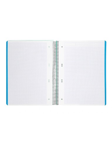 CI | Cuaderno espiral liderpapel a5 micro wonder tapa plastico 120h 90g cuadro 5mm 5 bandas 6 taladros color verde