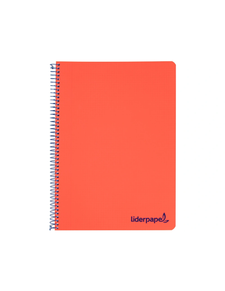 CI | Cuaderno espiral liderpapel a5 micro wonder tapa plastico 120h 90g cuadro 5mm 5 bandas 6 taladros color rojo