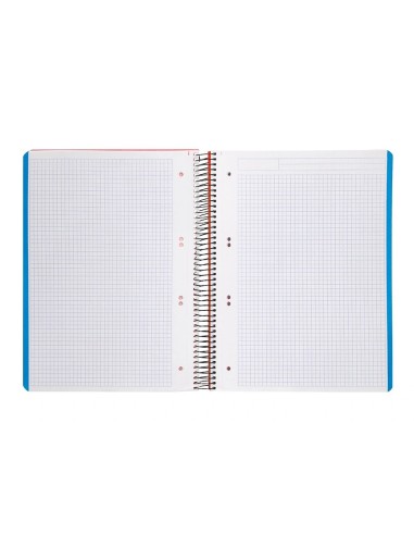 CI | Cuaderno espiral liderpapel a5 micro wonder tapa plastico 120h 90g cuadro 5mm 5 bandas 6 taladros color rojo