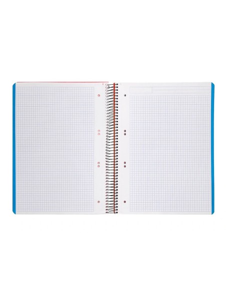 CI | Cuaderno espiral liderpapel a5 micro wonder tapa plastico 120h 90g cuadro 5mm 5 bandas 6 taladros color rojo