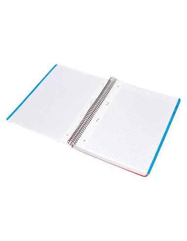 CI | Cuaderno espiral liderpapel a5 micro wonder tapa plastico 120h 90g cuadro 5mm 5 bandas 6 taladros color rojo