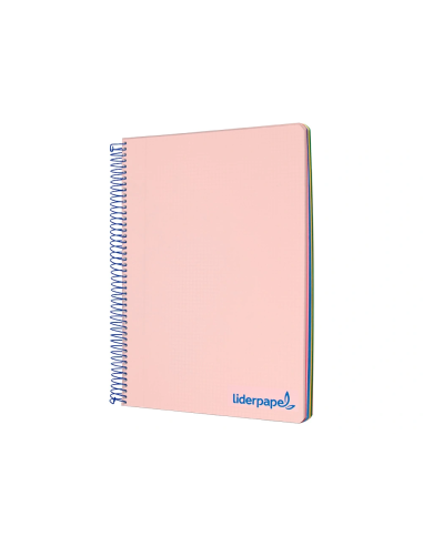 CI | Cuaderno espiral liderpapel a5 micro wonder tapa plastico 120h 90g cuadro 5mm 5 bandas 6 taladros color rosa