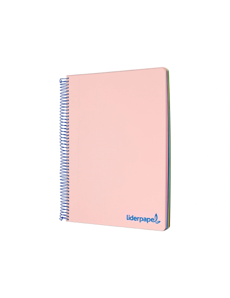 CI | Cuaderno espiral liderpapel a5 micro wonder tapa plastico 120h 90g cuadro 5mm 5 bandas 6 taladros color rosa