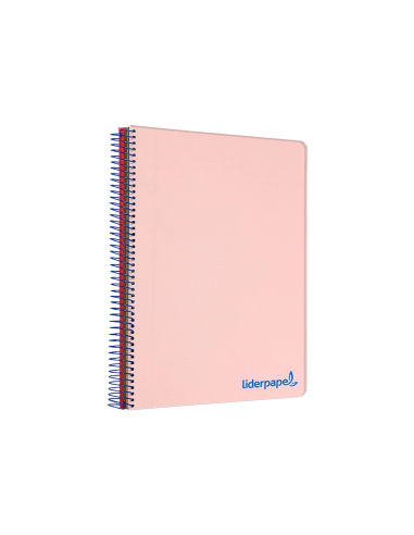 CI | Cuaderno espiral liderpapel a5 micro wonder tapa plastico 120h 90g cuadro 5mm 5 bandas 6 taladros color rosa