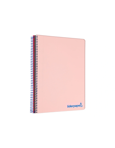 CI | Cuaderno espiral liderpapel a5 micro wonder tapa plastico 120h 90g cuadro 5mm 5 bandas 6 taladros color rosa