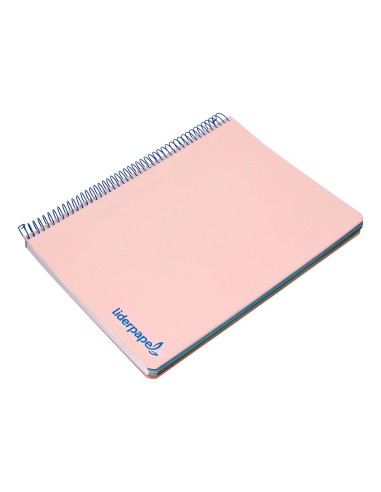 CI | Cuaderno espiral liderpapel a5 micro wonder tapa plastico 120h 90g cuadro 5mm 5 bandas 6 taladros color rosa