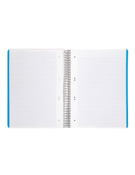 CI | Cuaderno espiral liderpapel a5 micro wonder tapa plastico 120h 90g cuadro 5mm 5 bandas 6 taladros color rosa