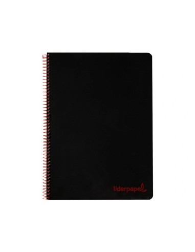 CI | Cuaderno espiral liderpapel a5 micro wonder tapa plastico 120h 90g cuadro 5mm 5 bandas 6 taladros color negro