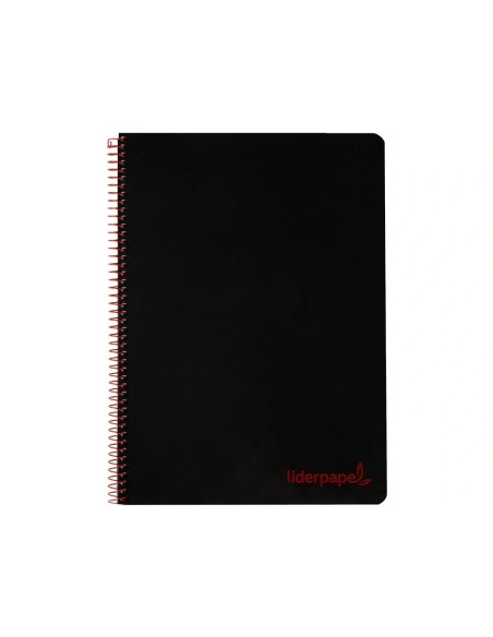 CI | Cuaderno espiral liderpapel a5 micro wonder tapa plastico 120h 90g cuadro 5mm 5 bandas 6 taladros color negro