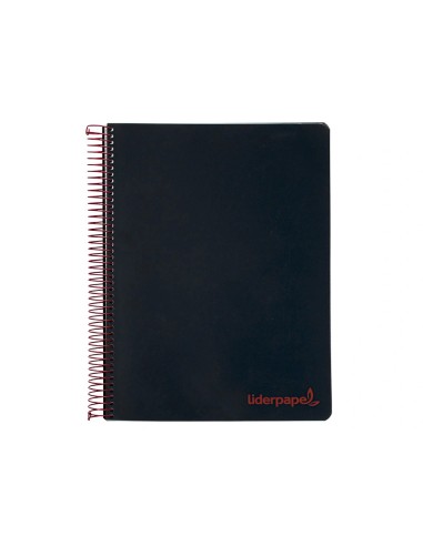 CI | Cuaderno espiral liderpapel a5 micro wonder tapa plastico 120h 90g cuadro 5mm 5 bandas 6 taladros color negro