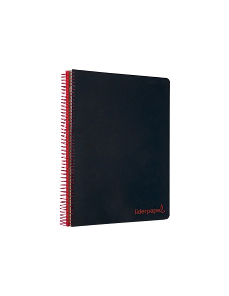 CI | Cuaderno espiral liderpapel a5 micro wonder tapa plastico 120h 90g cuadro 5mm 5 bandas 6 taladros color negro