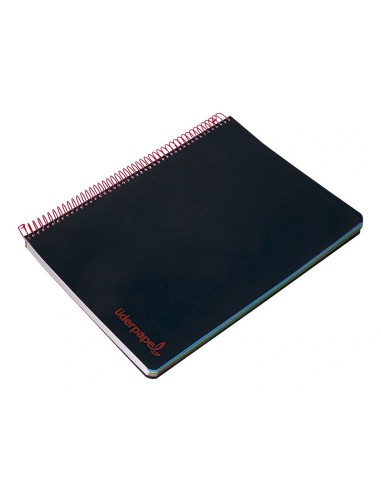 CI | Cuaderno espiral liderpapel a5 micro wonder tapa plastico 120h 90g cuadro 5mm 5 bandas 6 taladros color negro