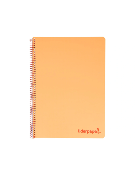 CI | Cuaderno espiral liderpapel a5 micro wonder tapa plastico 120h 90g cuadro 5mm 5 bandas 6 taladros color naranja