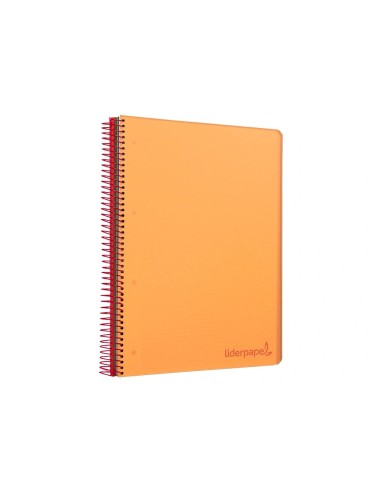 CI | Cuaderno espiral liderpapel a5 micro wonder tapa plastico 120h 90g cuadro 5mm 5 bandas 6 taladros color naranja