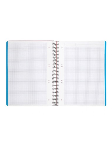 CI | Cuaderno espiral liderpapel a5 micro wonder tapa plastico 120h 90g cuadro 5mm 5 bandas 6 taladros color naranja