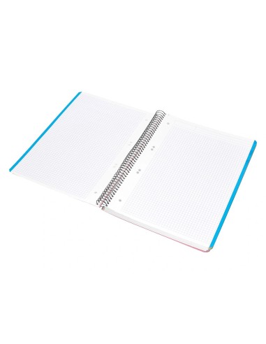 CI | Cuaderno espiral liderpapel a5 micro wonder tapa plastico 120h 90g cuadro 5mm 5 bandas 6 taladros color naranja