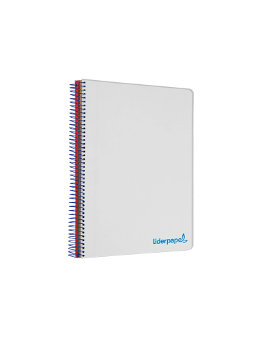 CI | Cuaderno espiral liderpapel a5 micro wonder tapa plastico 120h 90g cuadro 5mm 5 bandas 6 taladros color gris