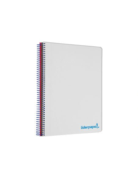 CI | Cuaderno espiral liderpapel a5 micro wonder tapa plastico 120h 90g cuadro 5mm 5 bandas 6 taladros color gris