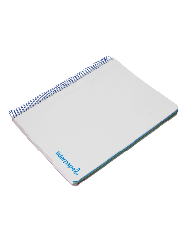 CI | Cuaderno espiral liderpapel a5 micro wonder tapa plastico 120h 90g cuadro 5mm 5 bandas 6 taladros color gris
