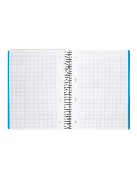 CI | Cuaderno espiral liderpapel a5 micro wonder tapa plastico 120h 90g cuadro 5mm 5 bandas 6 taladros color gris