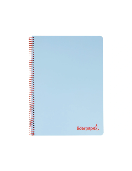 CI | Cuaderno espiral liderpapel a5 micro wonder tapa plastico 120h 90g cuadro 5mm 5 bandas 6 taladros color celeste